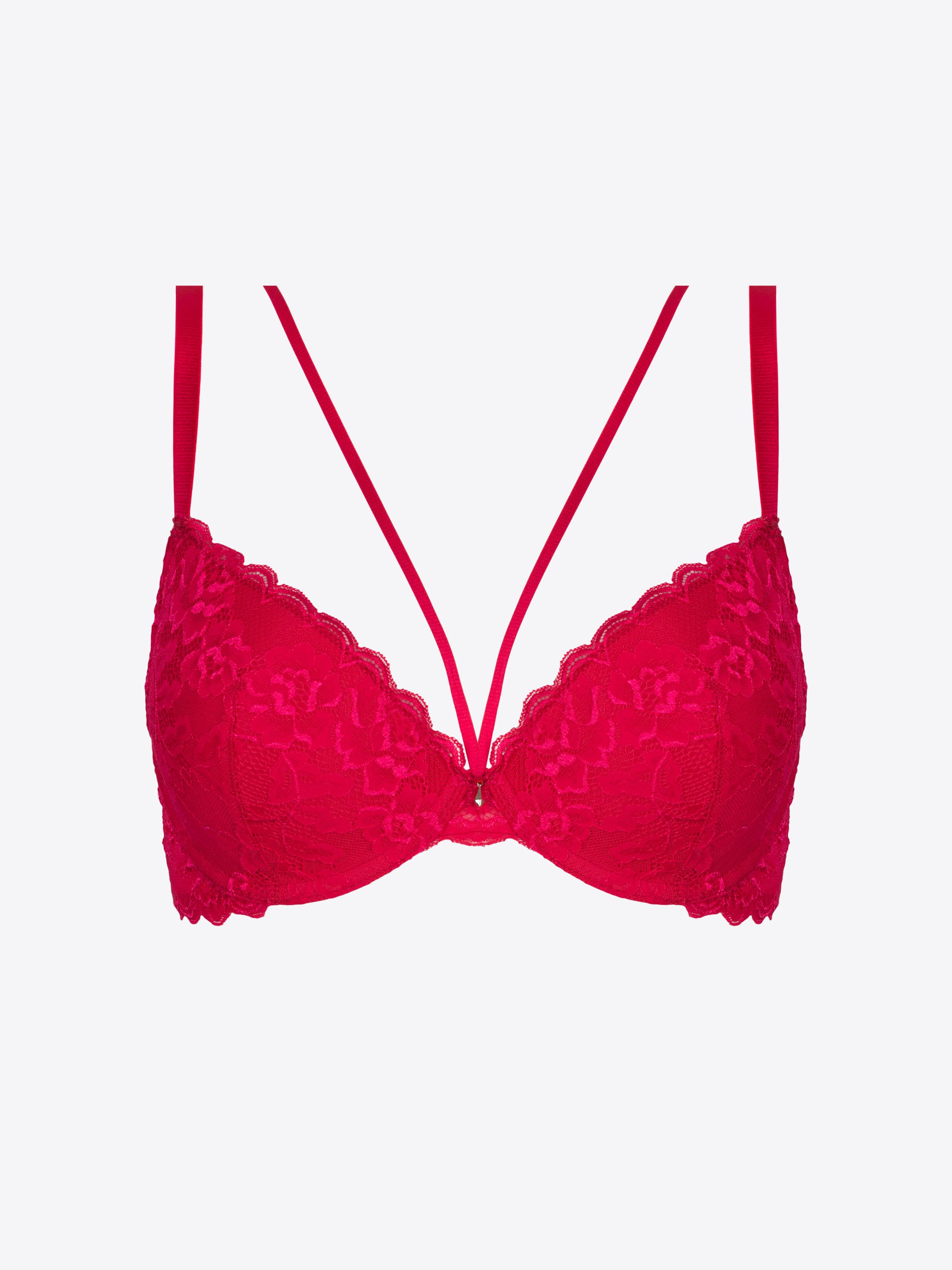 LE MYSTERE Convertible Plunge Push Up Bra Size 34DD/E Red Underwire Mesh -  $23 - From Fmm