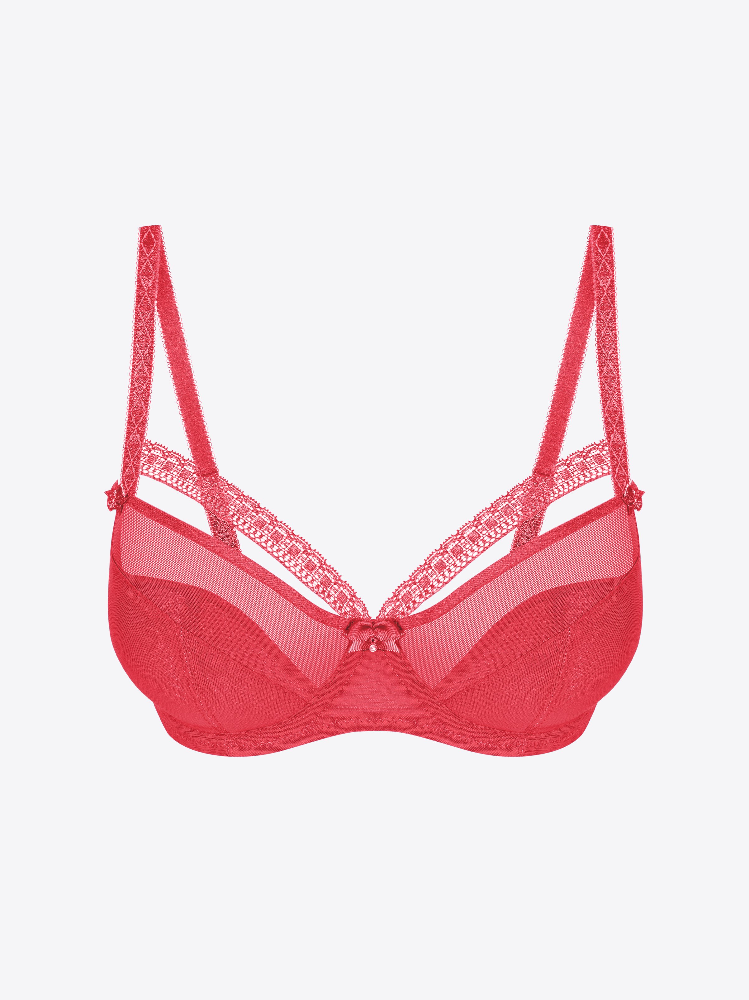 Athena embroidered stretch-woven quarter-cup bra