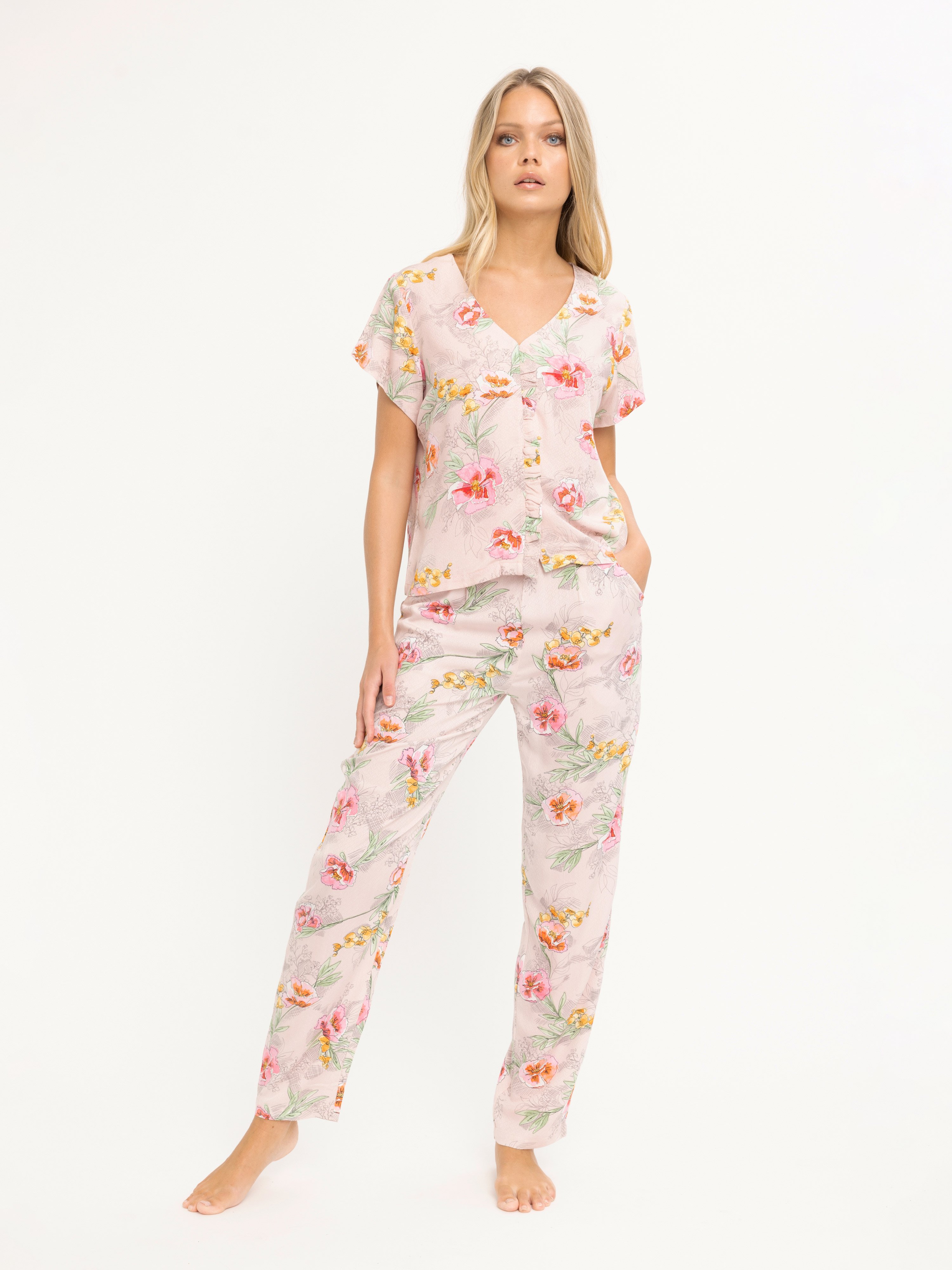 Viola Long Pajama Pants - Sweet Blossoms - $9.98 - CHANGE Lingerie