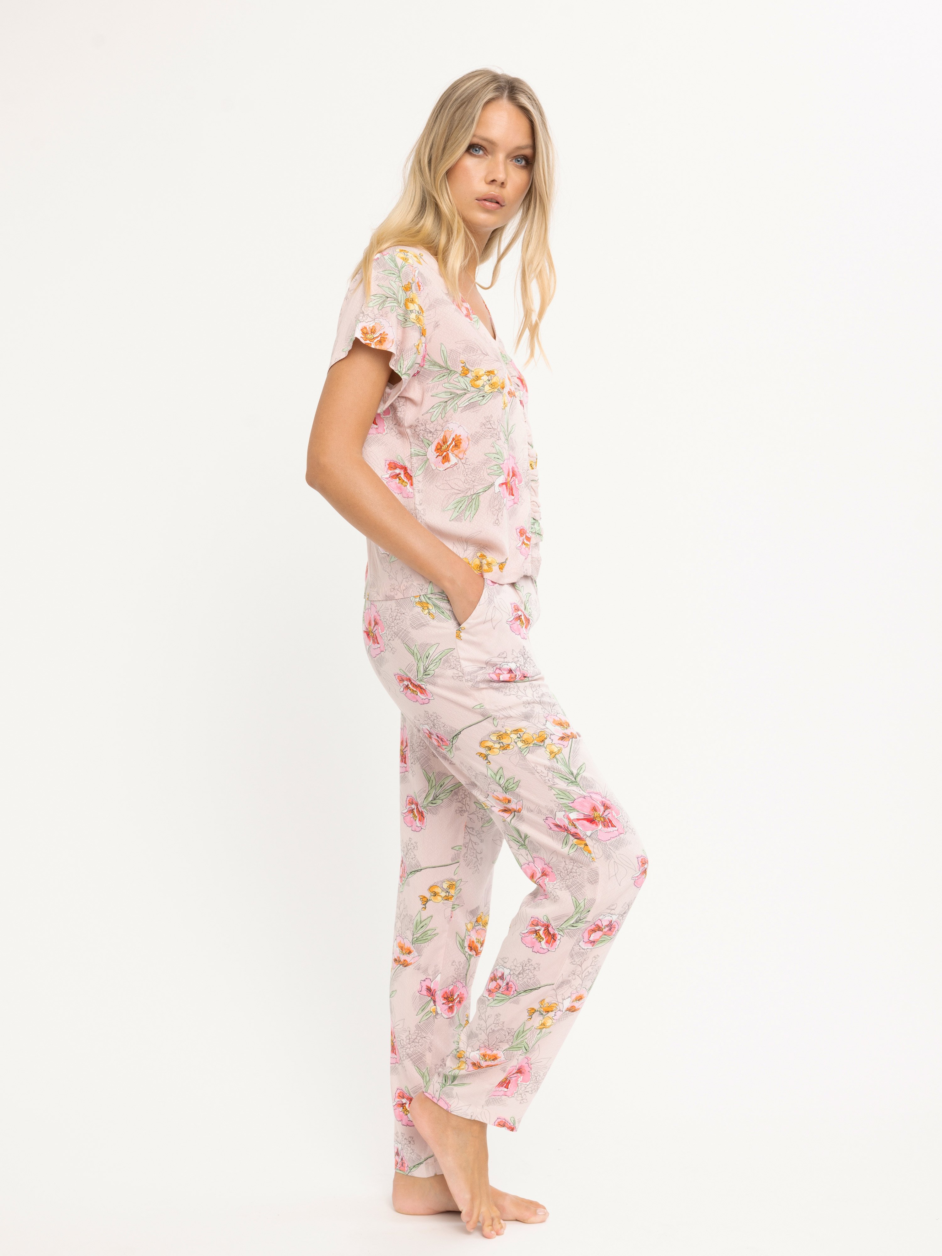 Viola Long Pajama Pants - Sweet Blossoms - $9.98 - CHANGE Lingerie