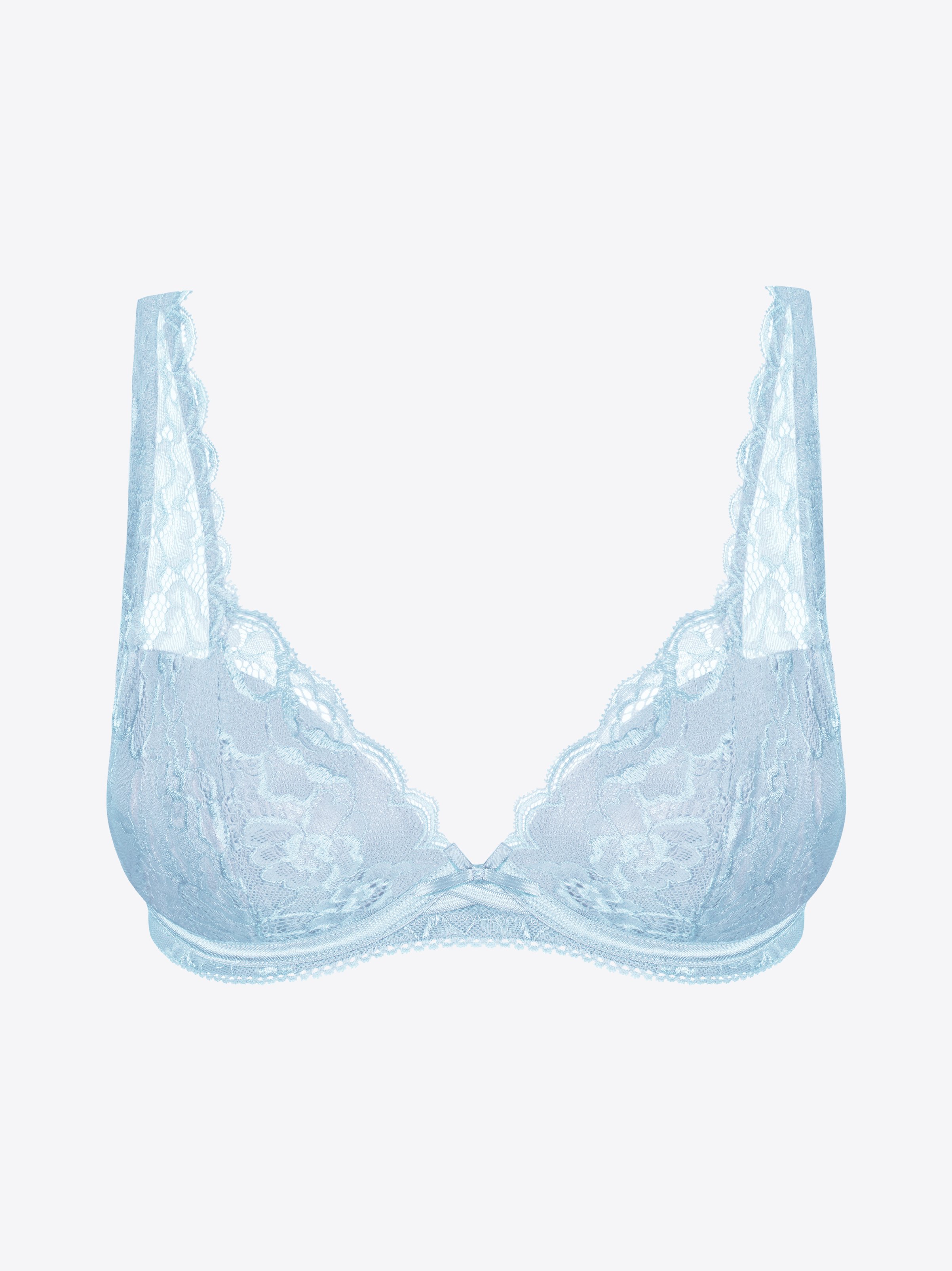 Sky High unpadded plunge bra blue and silver